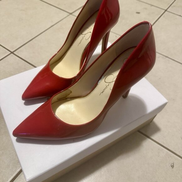 JESSICA SIMPSON Womens Red Cassani Pointed Toe Stiletto Slip On Pumps - Picture 6 of 6